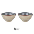 2\u002F4pcs 7-Inch Striped Ceramic Pasta Bowl | Underglaze Color Design