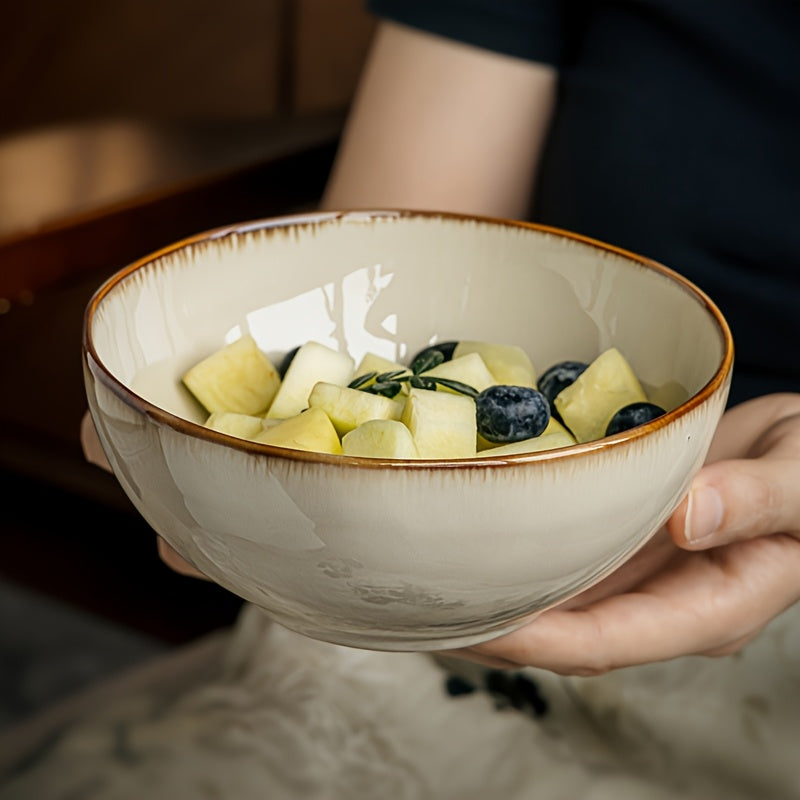 Vintage Ceramic Bowl Set 4pcs Japanese Vintage Edge-Painted Ceramic Bowl Set