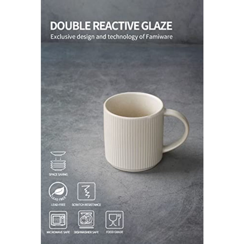 famiware Dinnerware Sets with Mugs Plates and Bowls Dish Set of 6 24 Pieces - Dishwasher and Microwave Safe Chip Resistant Reactive Glaze