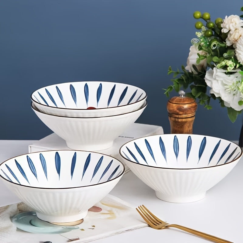 Set of Four Premium Ceramic Bowls Featuring a Distinctive Design