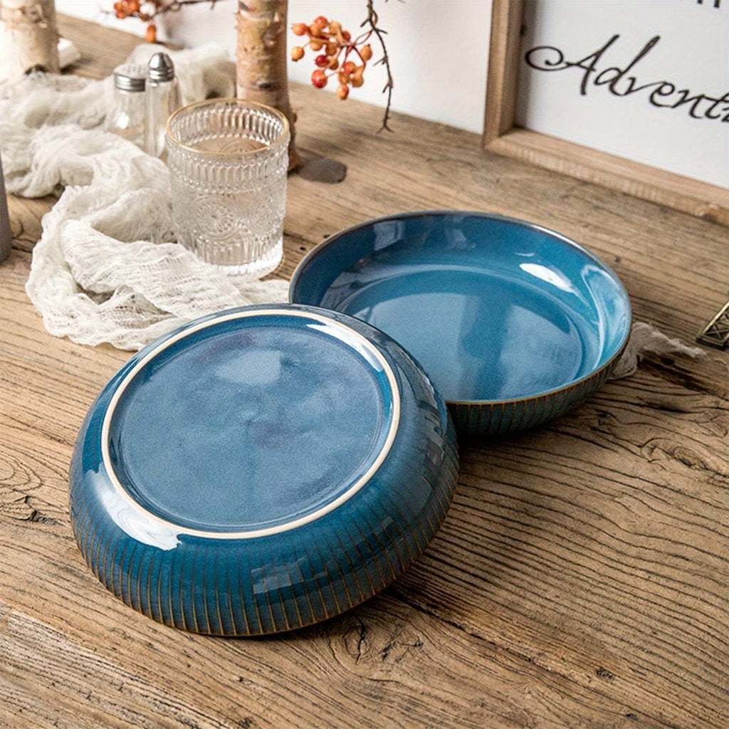 4pcs Set Blue Porcelain Pasta Bowls - 35oz, 8.5\