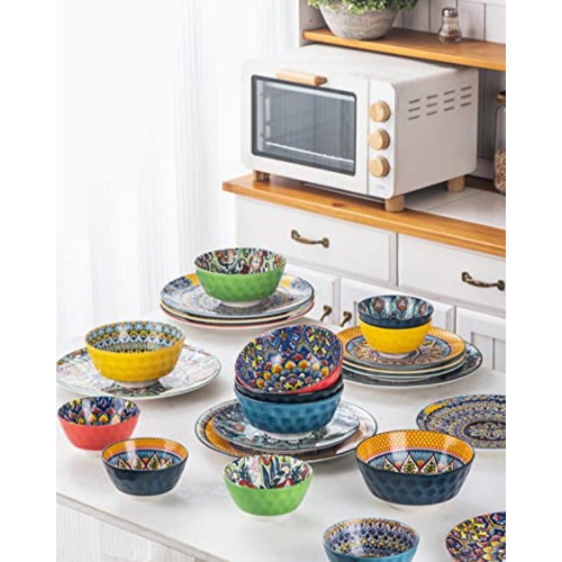 Porcelain Bowl and Dinner Plate Set 24 pcs Dinnerware Set - Bohemian Style