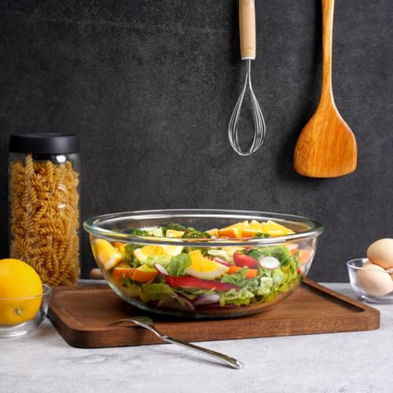 6.4QT Large Glass Mixing Bowl - Heavy-Duty & Tempered Glass Salad Serving Dish