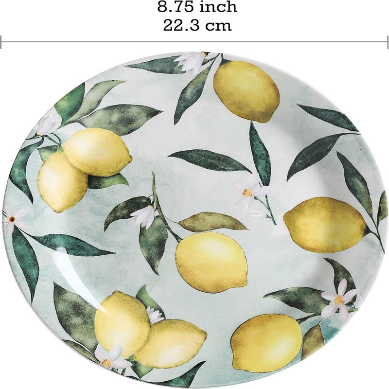 Lemon Dreams Ceramic 12 pcs Dinnerware Set, Service for 4, Inclusive of 11 inch Dinner Plates, 8.75 inch Salad Plates and 26oz Cereal Bowls, for Party, Microwave Dishwasher Safe