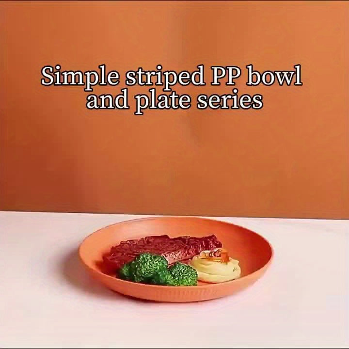 16pcs Cutlery Set with 3D Stripes, Indestructible Plates