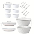 16pcs White Ceramic Dinnerware Set for 6 people with Dinner Plates