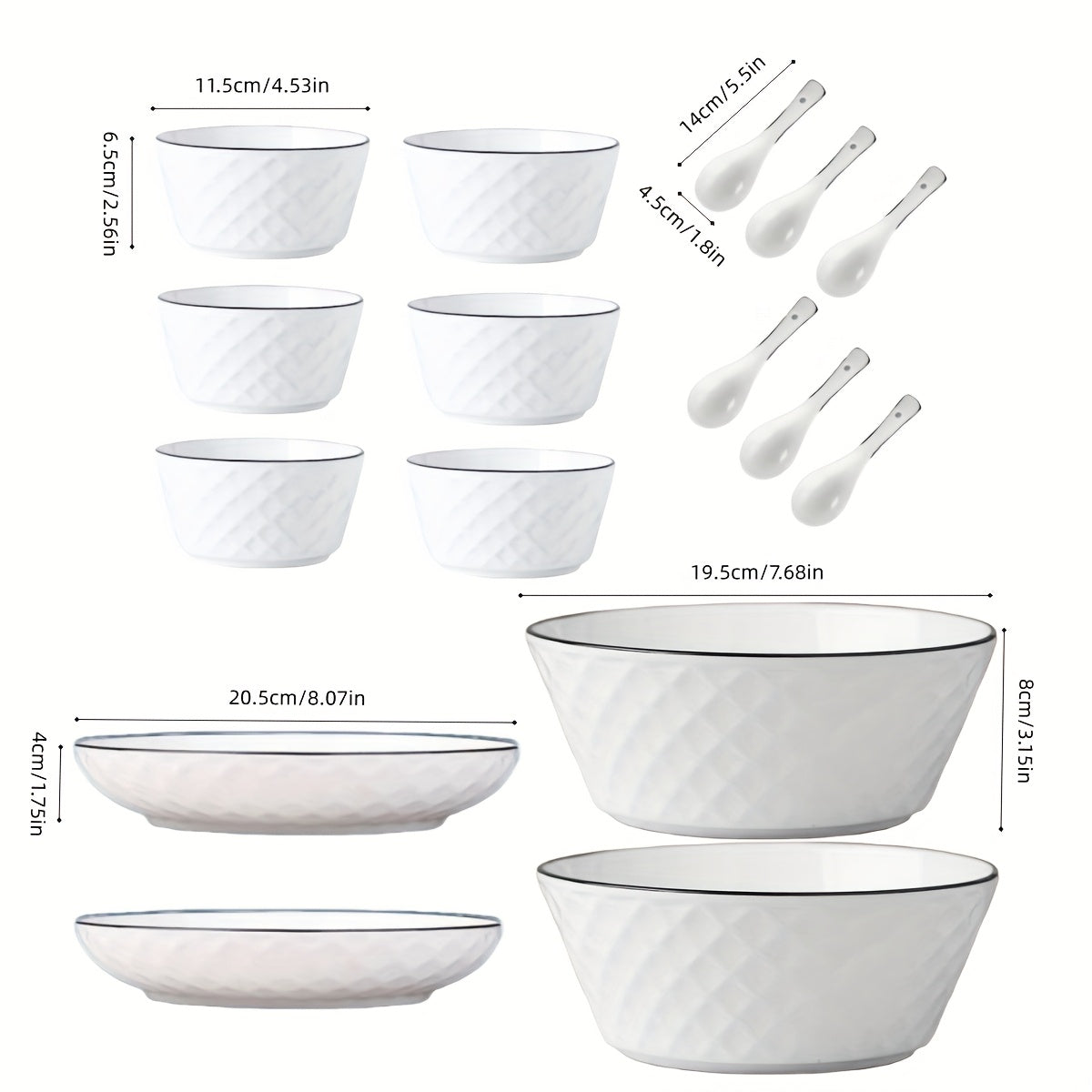 16pcs White Ceramic Dinnerware Set for 6 people with Dinner Plates