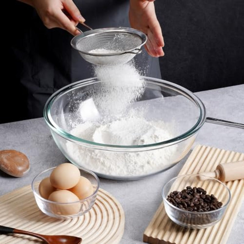 6.4QT Large Glass Mixing Bowl - Heavy-Duty & Tempered Glass Salad Serving Dish