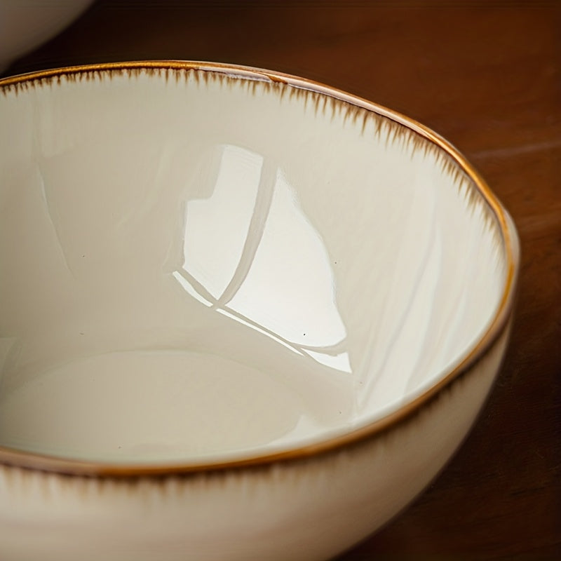 Vintage Ceramic Bowl Set 4pcs Japanese Vintage Edge-Painted Ceramic Bowl Set