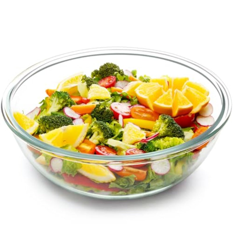 6.4QT Large Glass Mixing Bowl - Heavy-Duty & Tempered Glass Salad Serving Dish
