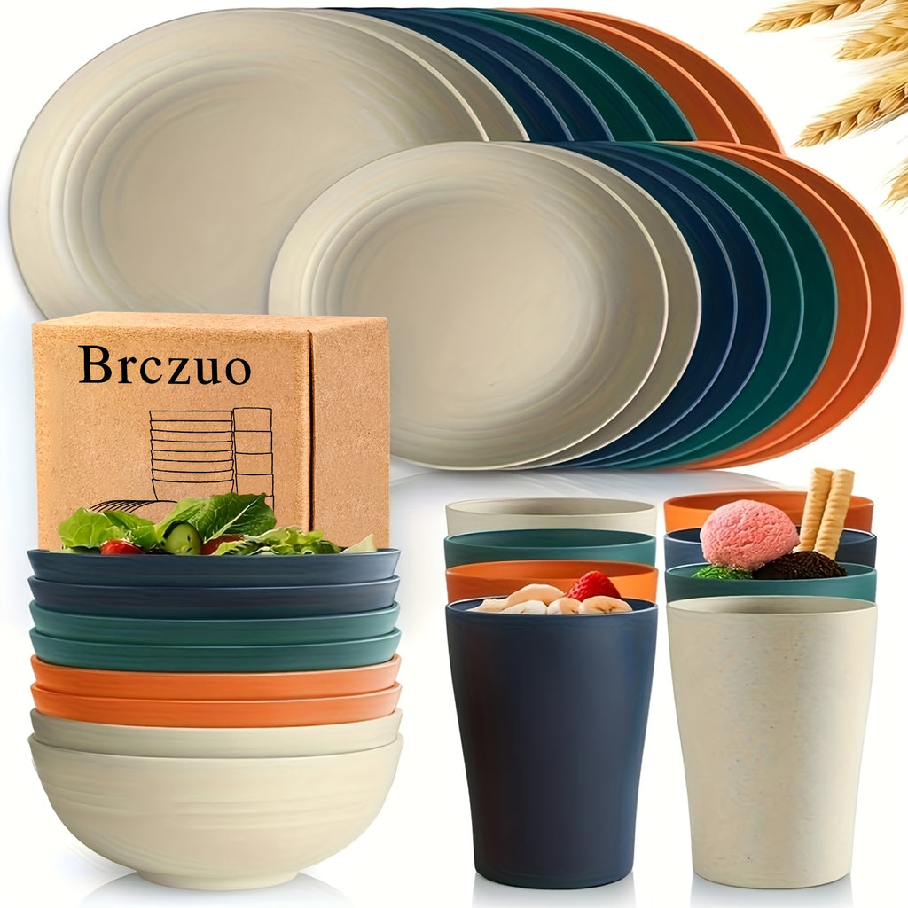 Halloween, Weddings 32pcs Kitchen Plastic Wheat Straw Tableware Set
