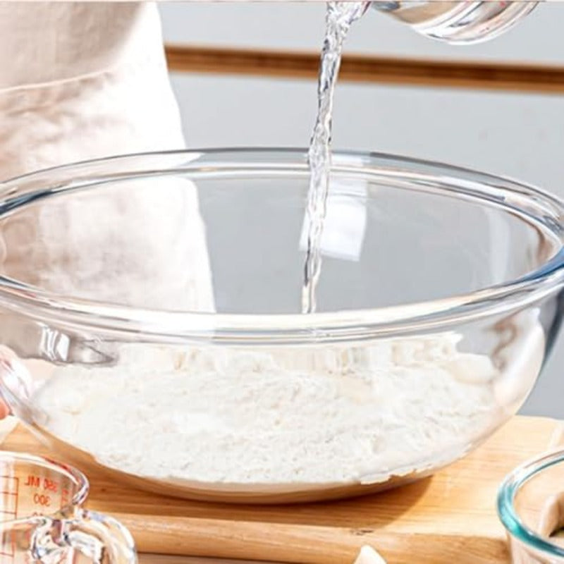 6.5 Quart Large Glass Mixing Bowl - Heavy-Duty Clear Glass Kitchen Bowl with Rounded Edges