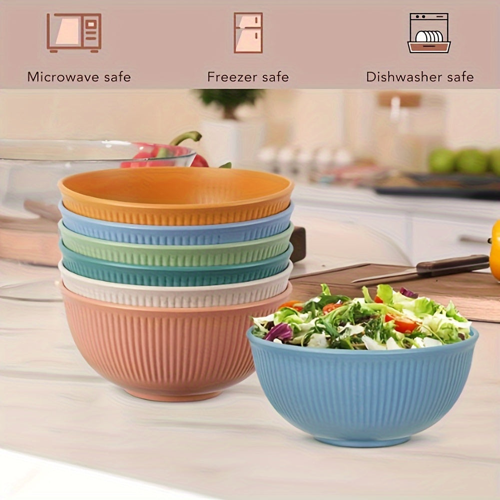8pcs Color Striped Unbreakable Cereal Bowl, pp material-26oz