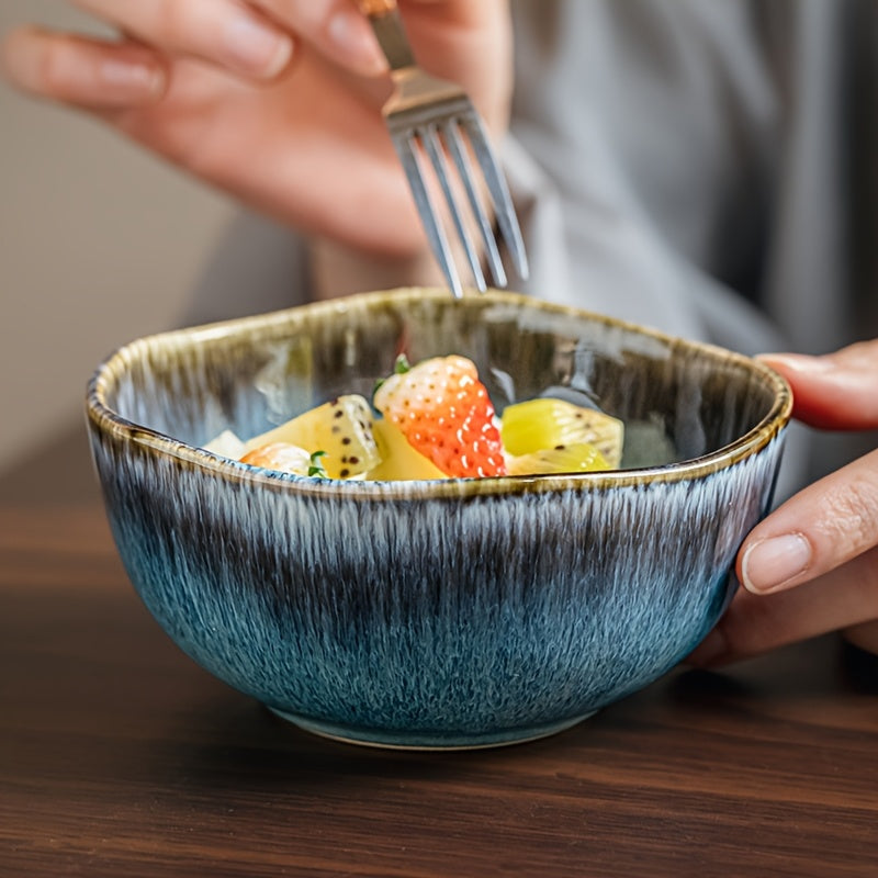 Set of 4 Yunmeng Flame \u002F Blue Rice Bowl 5-Inch Unique Ceramic Bowls