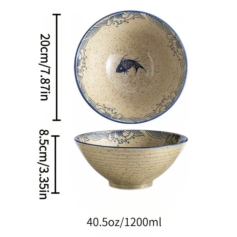 2pcs Large Japanese Ceramic Ramen Bowls with Underglaze Color