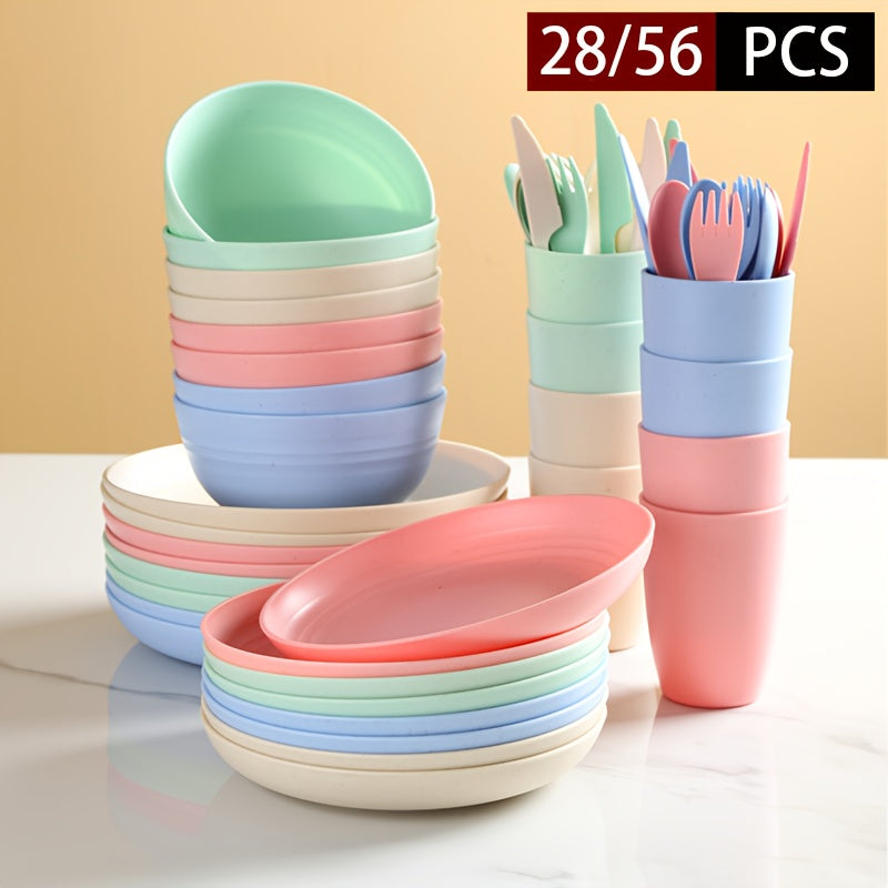 28\u002F56pcs of Unbreakable Plates, Pp Tableware Set