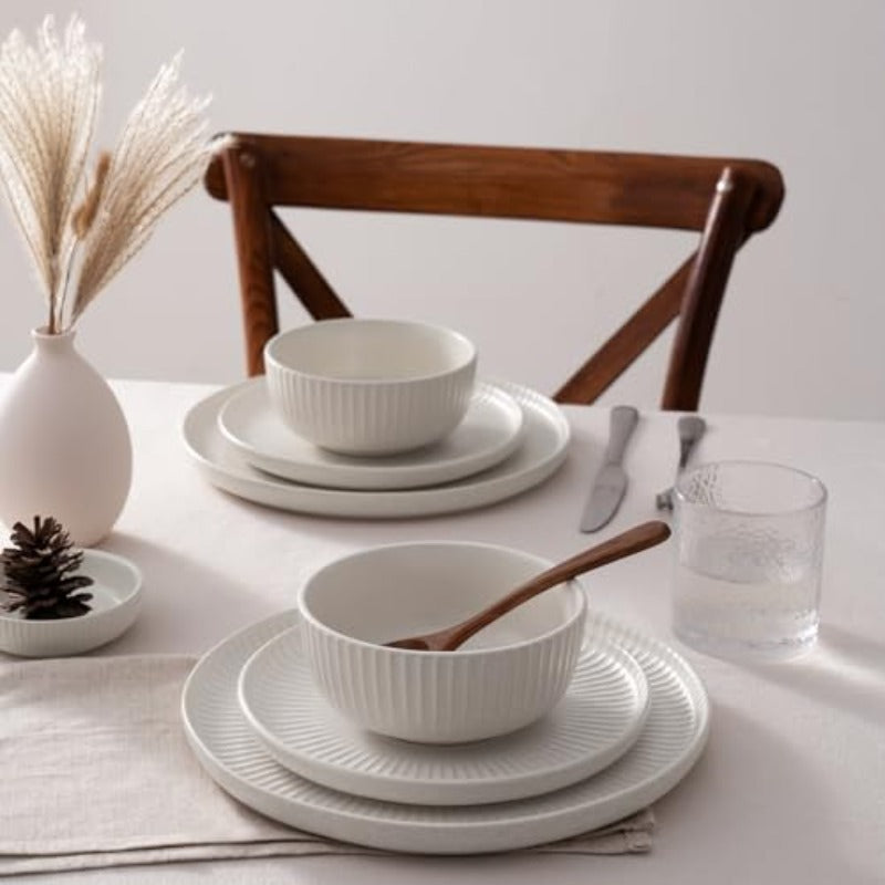 famiware Dinnerware Sets with Mugs Plates and Bowls Dish Set of 6 24 Pieces - Dishwasher and Microwave Safe Chip Resistant Reactive Glaze
