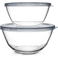 2pcs Large Glass Mixing Bowls with Lids Set - Heavy-Duty Clear Glass Nesting Bowls with Airtight Lids