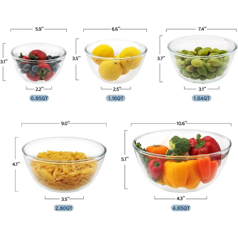 5pcs Glass Mixing Bowls Sets 4