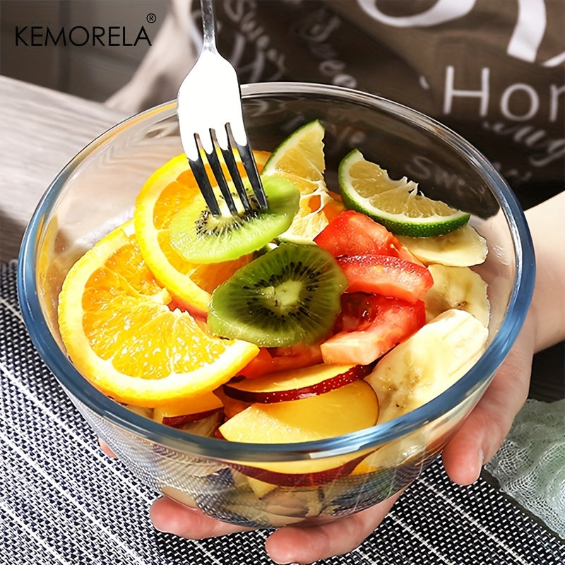 1pc KEMORELA Deep Mixing Bowl - Heavy-Duty Glass Salad Bowl
