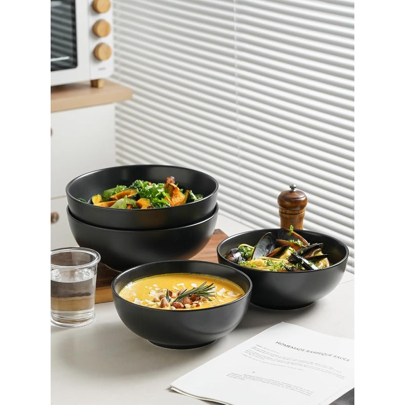 Large Serving Bowls 55 Ounce Ceramic Salad Bowls Pasta Porcelain Soup Bowls Set