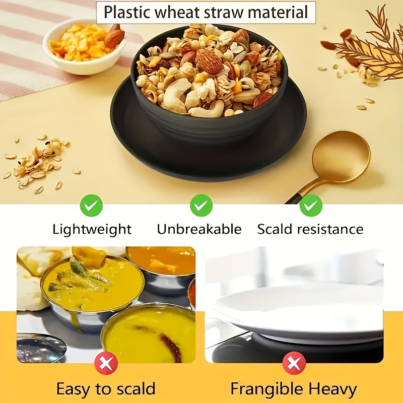 Halloween, Weddings 32pcs Kitchen Plastic Wheat Straw Tableware Set