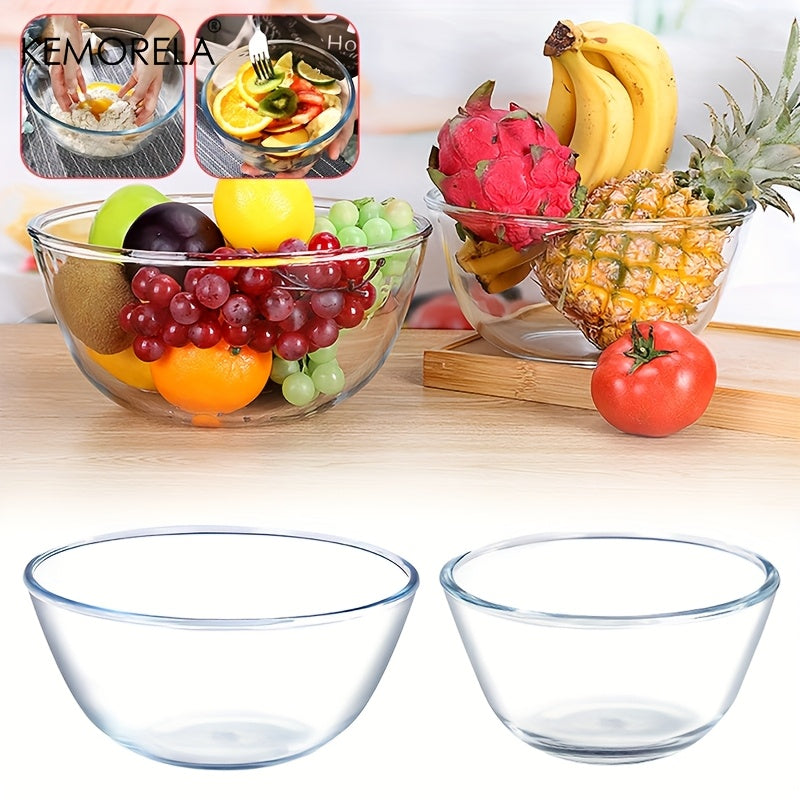 1pc KEMORELA Deep Mixing Bowl - Heavy-Duty Glass Salad Bowl