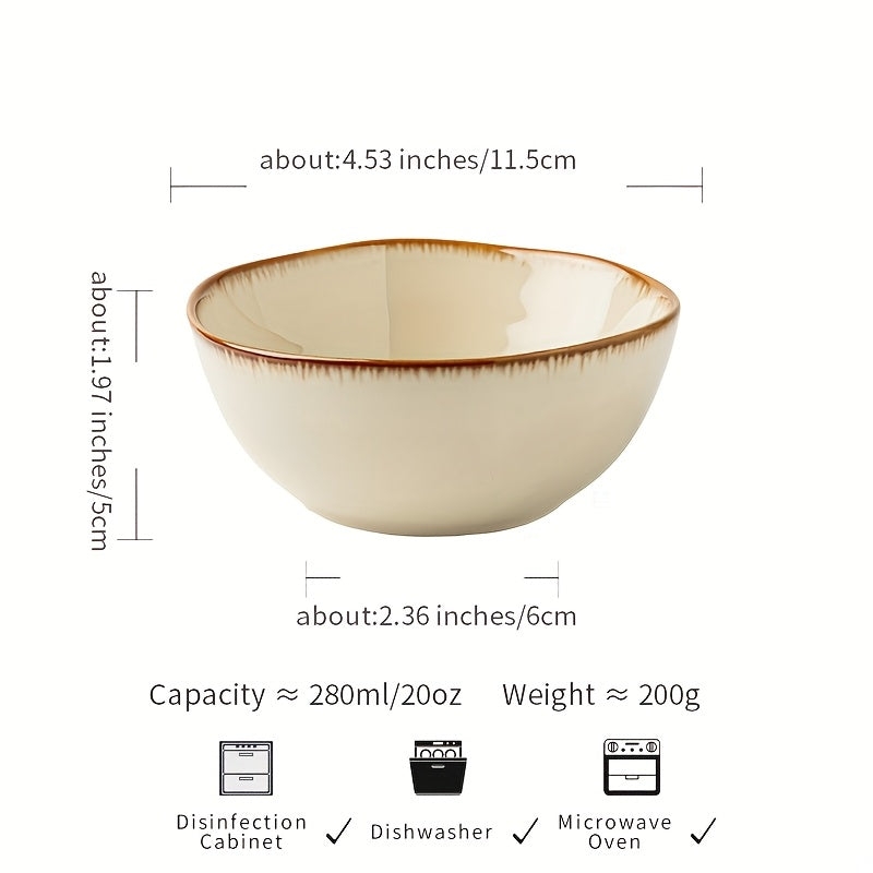 Vintage Ceramic Bowl Set 4pcs Japanese Vintage Edge-Painted Ceramic Bowl Set