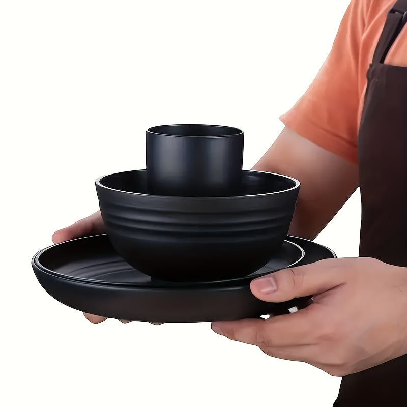 Halloween, Weddings 32pcs Kitchen Plastic Wheat Straw Tableware Set