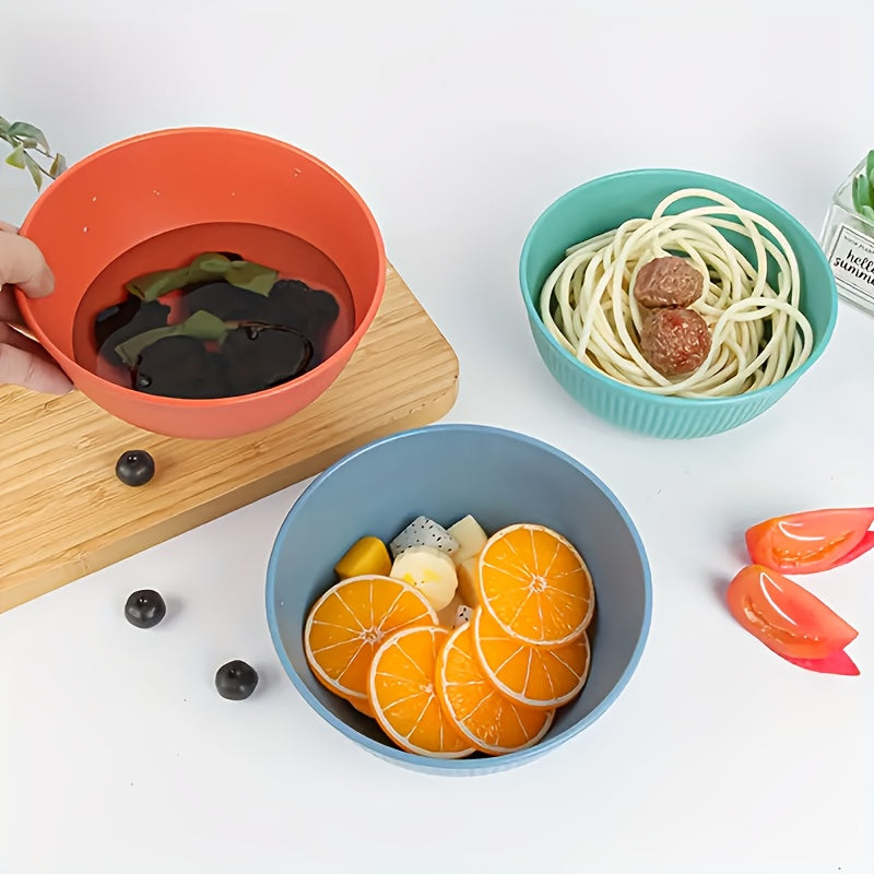 8pcs Color Striped Unbreakable Cereal Bowl, pp material-26oz