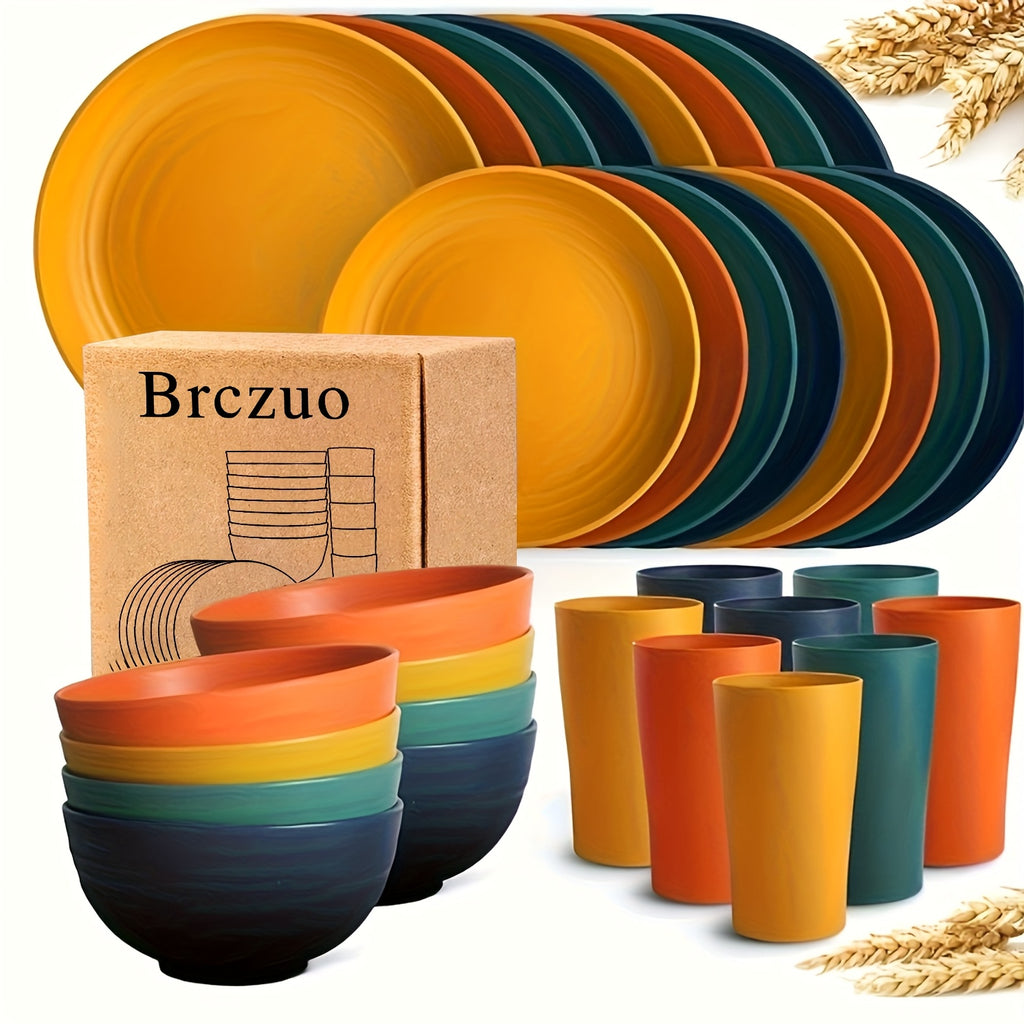 Halloween, Weddings 32pcs Kitchen Plastic Wheat Straw Tableware Set