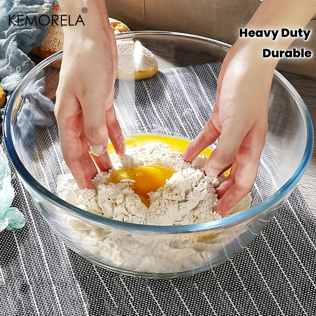 1pc KEMORELA Deep Mixing Bowl - Heavy-Duty Glass Salad Bowl