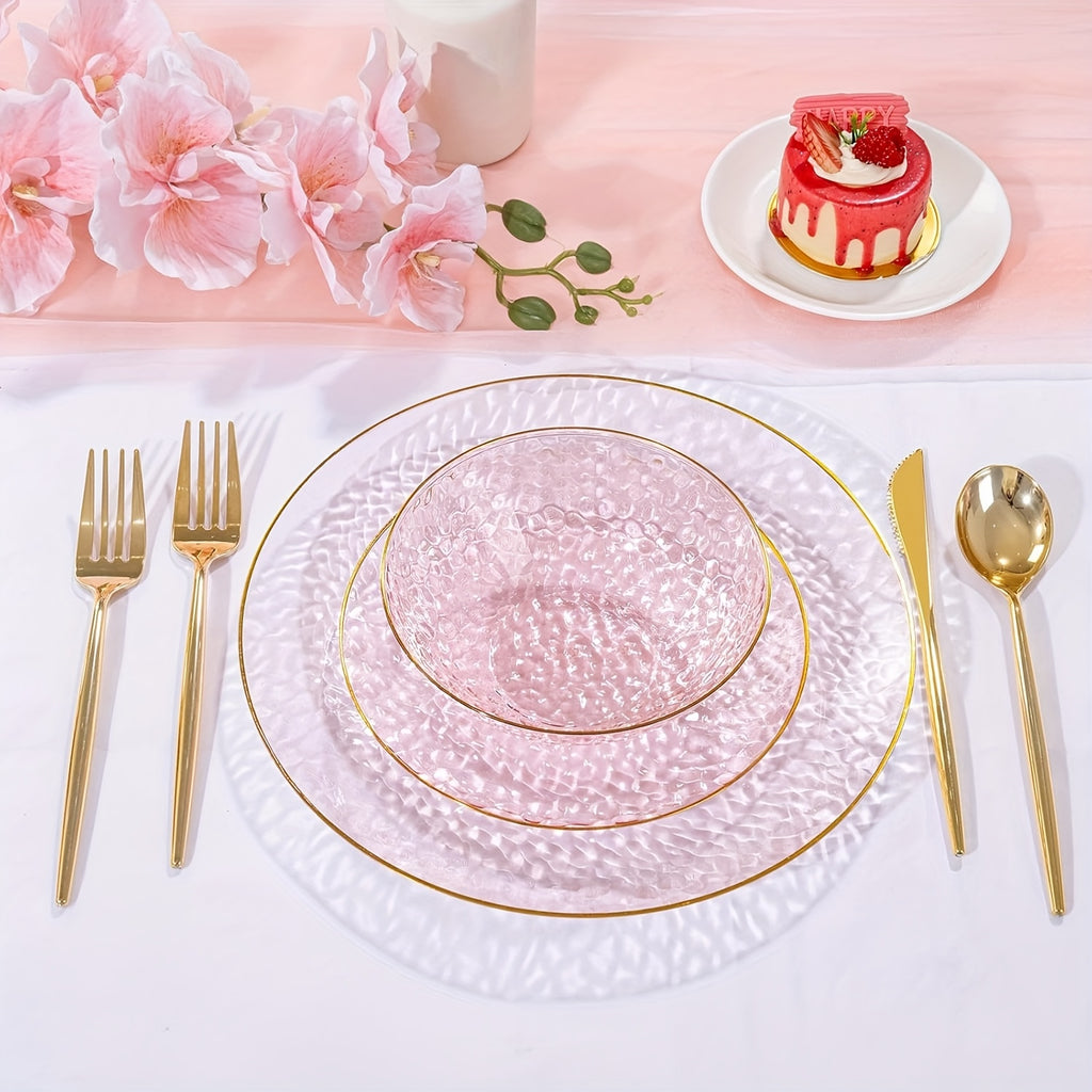 30 Clear Disposable Bowls, Clear Plastic Bowls with Rim