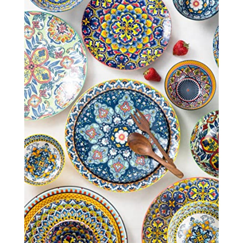 Porcelain Bowl and Dinner Plate Set 24 pcs Dinnerware Set - Bohemian Style