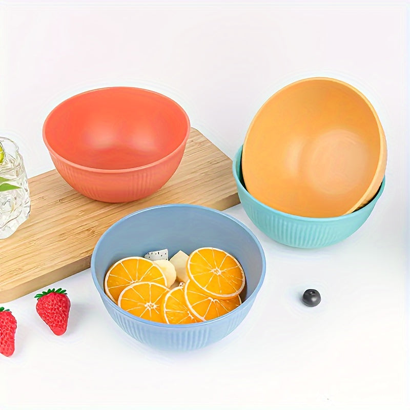 8pcs Color Striped Unbreakable Cereal Bowl, pp material-26oz