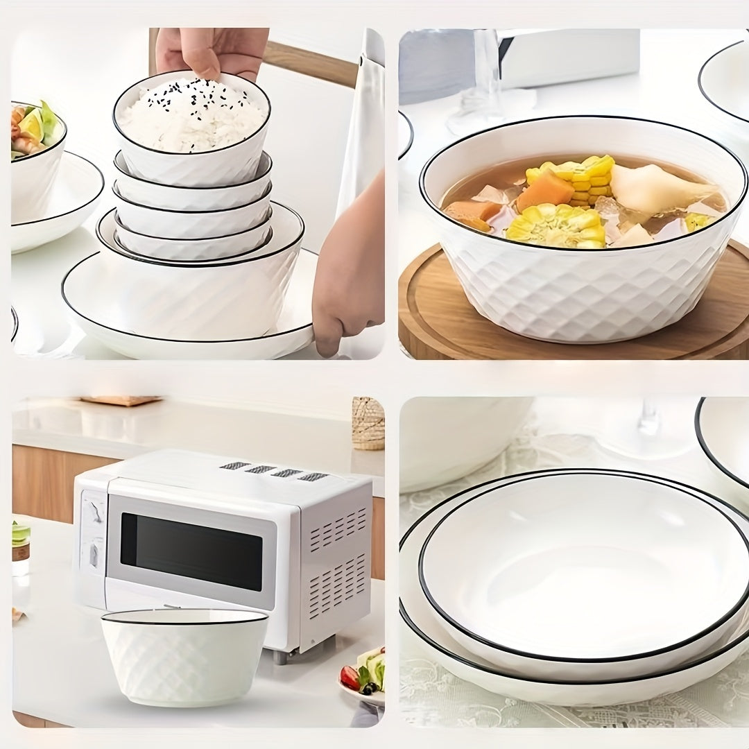 16pcs White Ceramic Dinnerware Set for 6 people with Dinner Plates
