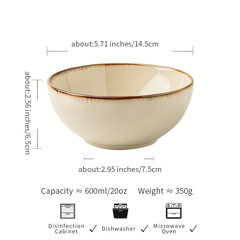Vintage Ceramic Bowl Set 4pcs Japanese Vintage Edge-Painted Ceramic Bowl Set