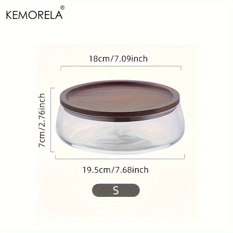 KEMORELA Glass Bowl with Lid - Food-Safe Glass Wood Kitchen Storage Container for Nuts