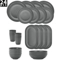 24pcs Plastic Dinnerware Set | Includes Large Plates, Small Plates