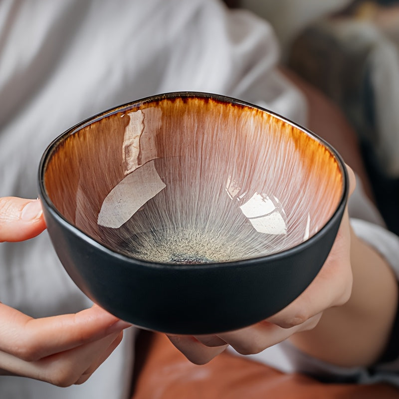Set of 4 Yunmeng Flame \u002F Blue Rice Bowl 5-Inch Unique Ceramic Bowls