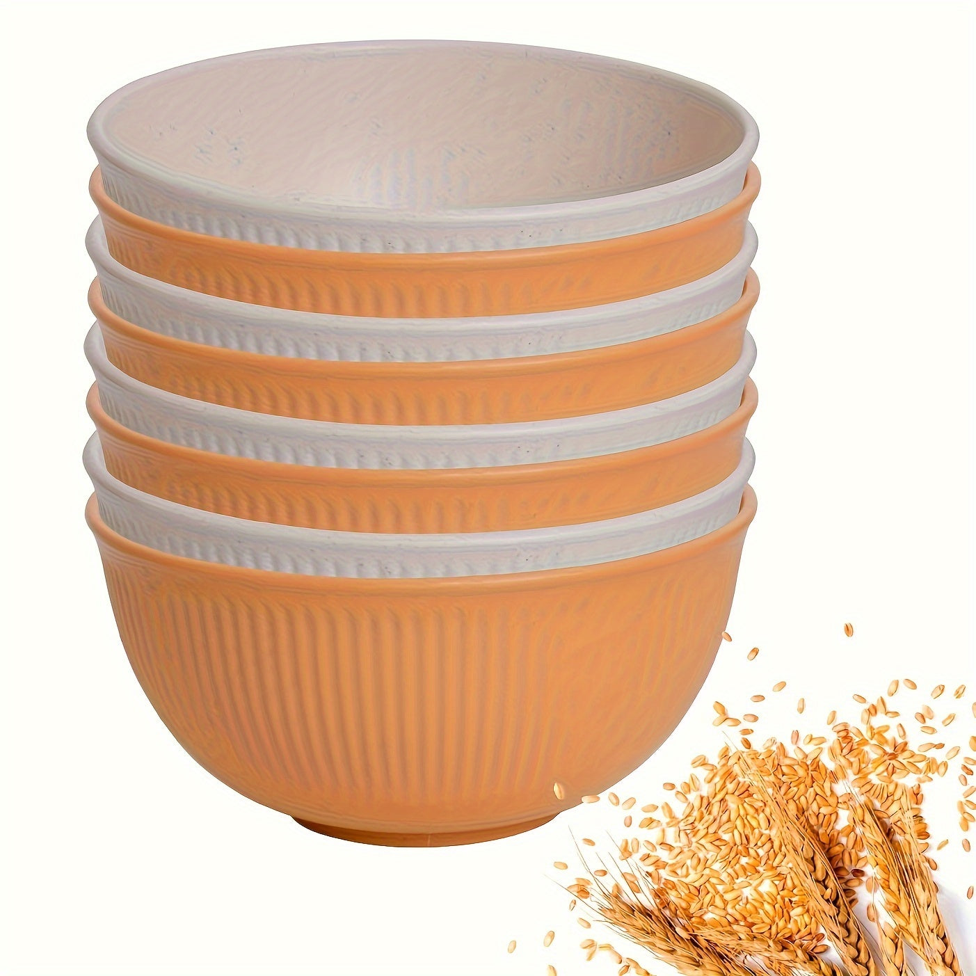 8pcs Color Striped Unbreakable Cereal Bowl, pp material-26oz