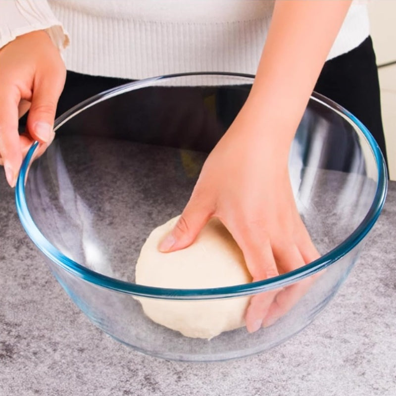 2pcs Large Glass Mixing Bowls with Lids Set - Heavy-Duty Clear Glass Nesting Bowls with Airtight Lids