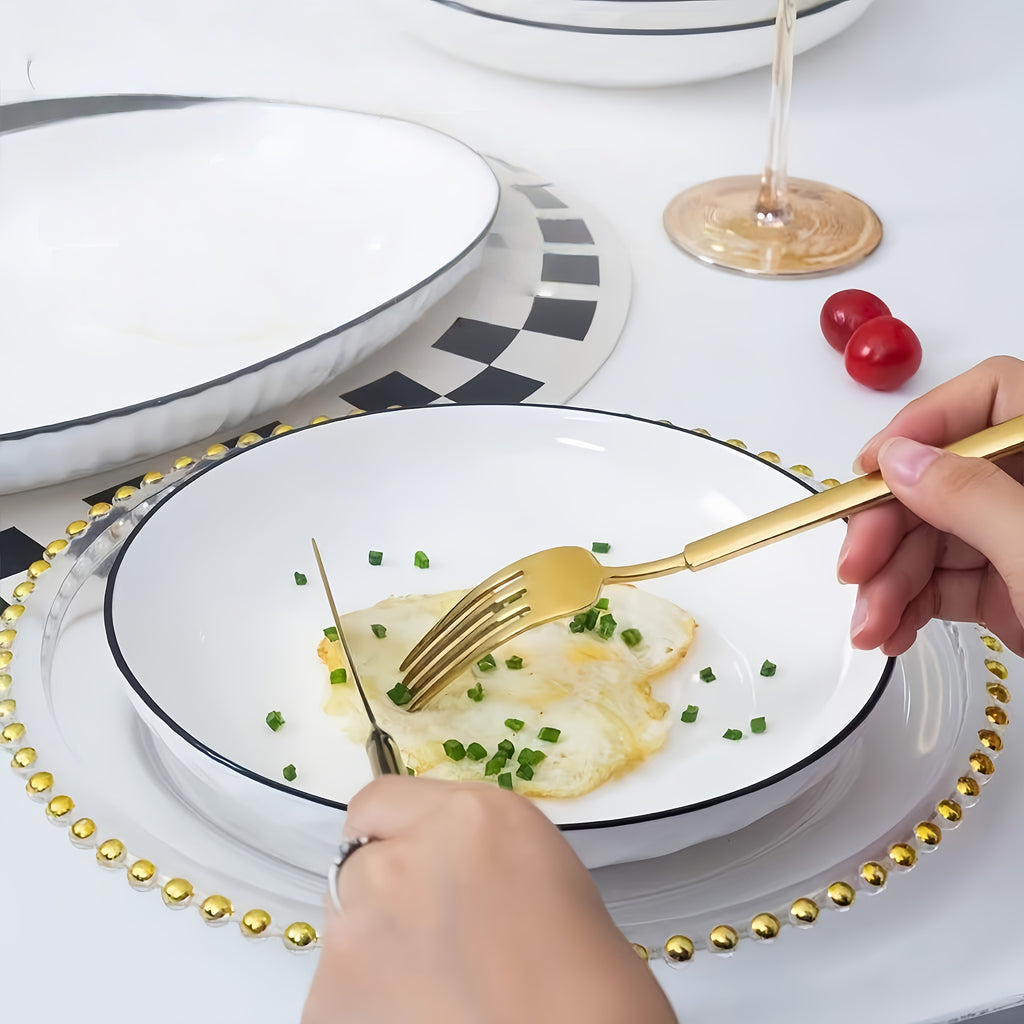 16pcs White Ceramic Dinnerware Set for 6 people with Dinner Plates