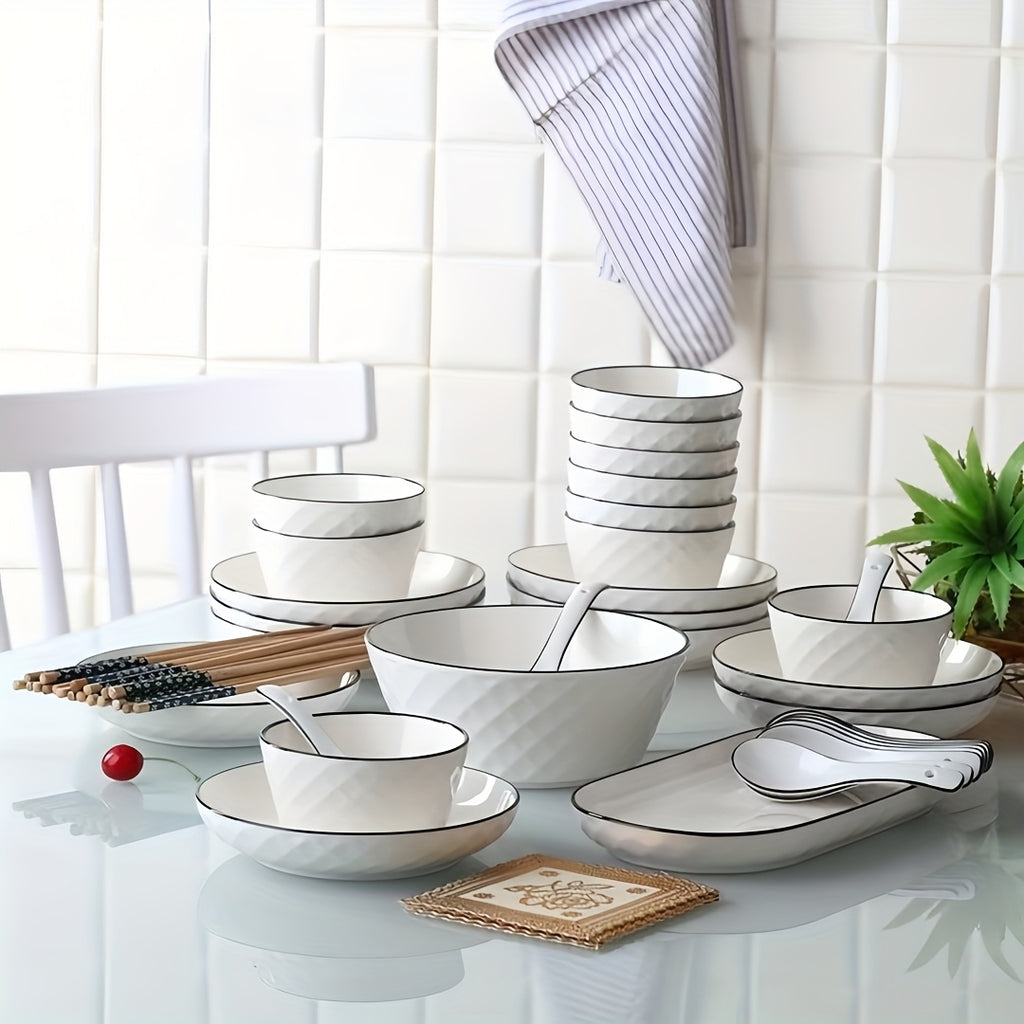 16pcs White Ceramic Dinnerware Set for 6 people with Dinner Plates
