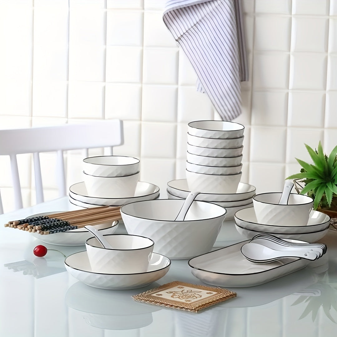 16pcs White Ceramic Dinnerware Set for 6 people with Dinner Plates