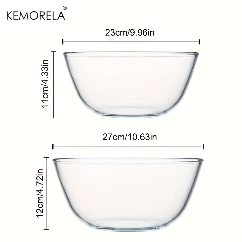 1pc KEMORELA Deep Mixing Bowl - Heavy-Duty Glass Salad Bowl