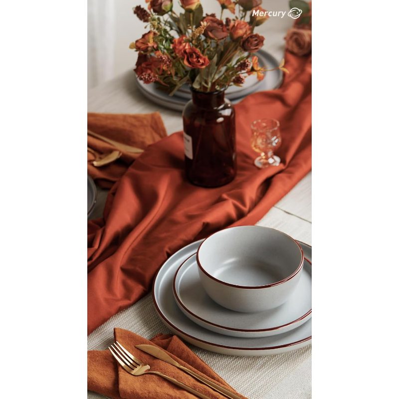 20pcs Dinnerware Set in Light Gray, Including Mercury Plates, Bowls, And Mugs