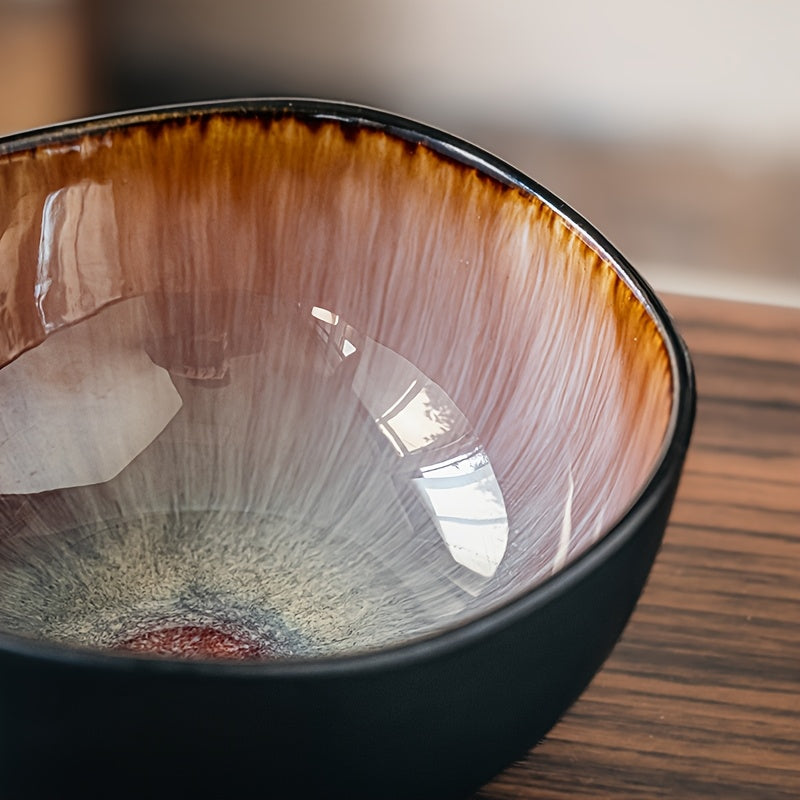 Set of 4 Yunmeng Flame \u002F Blue Rice Bowl 5-Inch Unique Ceramic Bowls