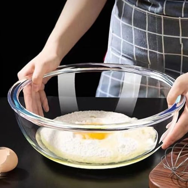 6.5 Quart Large Glass Mixing Bowl - Heavy-Duty Clear Glass Kitchen Bowl with Rounded Edges