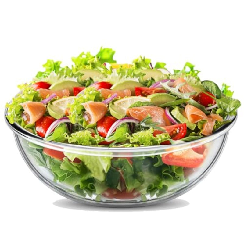 6.5 Quart Large Glass Mixing Bowl - Heavy-Duty Clear Glass Kitchen Bowl with Rounded Edges